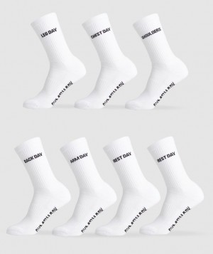 Gymshark GFX Crew Socks 7PK Sokken Wit | 64KWOJITY