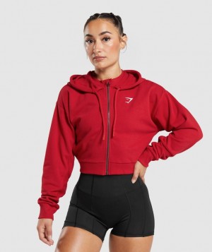 Gymshark GS Power Crop Zip Hoodie Jackets / Outerwear Rood | 05HJDBUGA