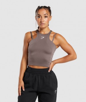 Gymshark GS Power Midi Tank Tanktop Walnut Mauve | 42WXBJEMO