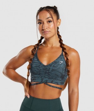 Gymshark GS Power Strappy Sports Bra Sports Bras Smokey Teal | 60DQBMRYZ