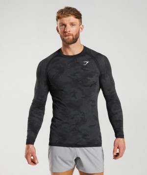 Gymshark Geo Seamless Long Sleeve T-Shirt Long Sleeve Top Grijs | 03HZBIAKQ