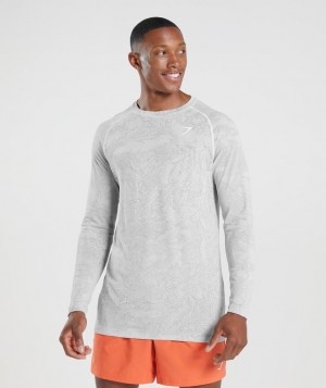 Gymshark Geo Seamless Long Sleeve T-Shirt T-Shirts Grijs | 03ZPOKEYS