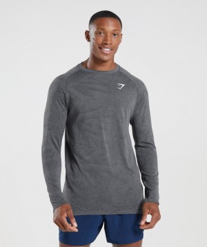 Gymshark Geo Seamless Long Sleeve T-Shirt T-Shirts Charcoal Grey/Black | 23LANBCSU