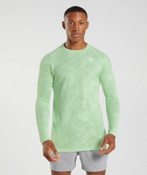 Gymshark Geo Seamless Long Sleeve T-Shirt Long Sleeve Top Groen | 08JEFVTPI