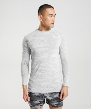 Gymshark Geo Seamless Long Sleeve T-Shirt T-Shirts Grijs | 78FLQUHYD