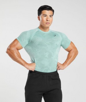 Gymshark Geo Seamless T-Shirt T-Shirts Blauw | 15LNZIMSE