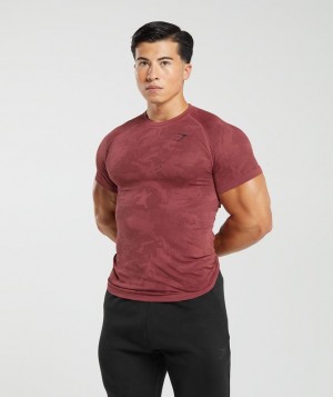 Gymshark Geo Seamless T-Shirt T-Shirts Bordeaux | 12LAXDCFT