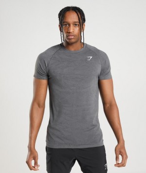 Gymshark Geo Seamless T-Shirt T-Shirts Charcoal Grey/Black | 32KDRQZTE