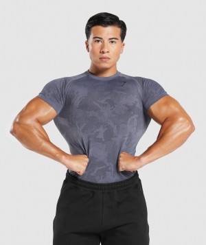 Gymshark Geo Seamless T-Shirt T-Shirts Dewberry Purple/Black | 64YAULIFR