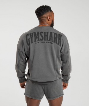 Gymshark Heritage Washed Crew Pullovers Grijs | 89VLWGOXQ