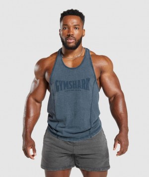 Gymshark Heritage Washed Stringer Stringer Donkerblauw | 79BEDULRP