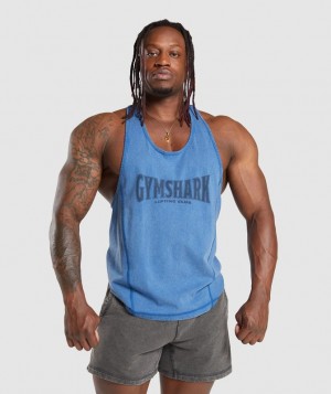 Gymshark Heritage Washed Stringer Stringer Blauw | 93FICYQNV