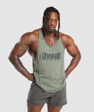 Gymshark Heritage Washed Stringer Stringer Groen | 47QDGEPYR