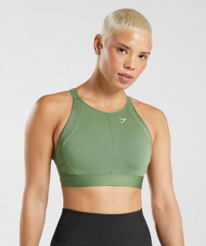 Gymshark High Neck High Support Sports Bra, B/C-E/F Sports Bras Groen | 37JHAMFSC