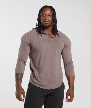 Gymshark Legacy Henley Long Sleeve Top Washed Mauve | 67XDZJROP