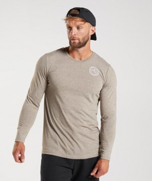 Gymshark Legacy Long Sleeve T-Shirt Long Sleeve Top Limestone Marl | 53IAVJPEM