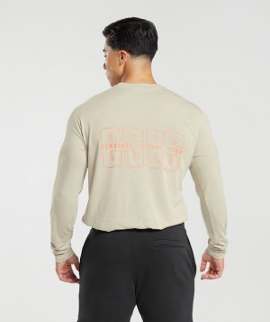 Gymshark Lifting Club Long Sleeve T-Shirt Long Sleeve Top Bruin | 07CUJXKQL