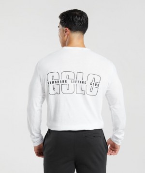 Gymshark Lifting Club Long Sleeve T-Shirt Long Sleeve Top Wit | 26XUWASVC