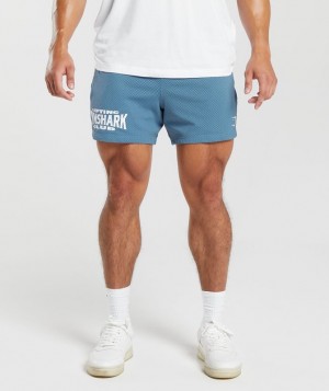 Gymshark Lifting Club Mesh 5" Shorts Korte Broek Blauw | 05ZNBSWER