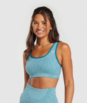 Gymshark Marl Seamless Scoop Bra Sports Bras Lichtblauw Grijs | 81ZNXQYJL