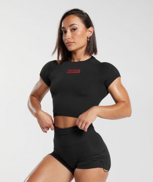 Gymshark Muscle Mommy Graphic Seamless Tee T-Shirts Zwart | 89ATDIWKS