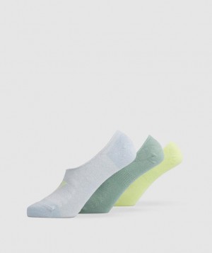 Gymshark No Show Socks 3pk Sokken Grey/Green/Green | 81ELDWRBN