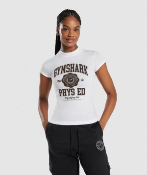 Gymshark Phys Ed Graphic Body Fit T-Shirt T-Shirts Wit | 52BFSDLEH