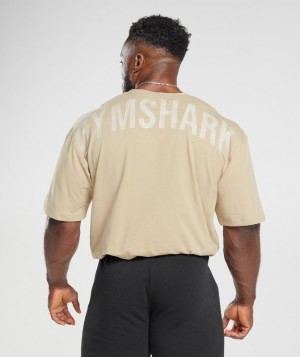 Gymshark Power T-Shirt T-Shirts Beige | 05BLSIYFR