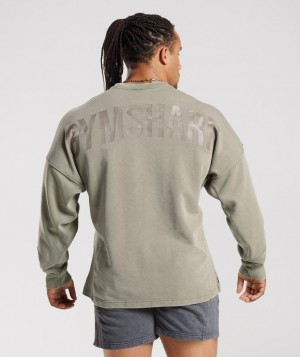 Gymshark Power Washed Crew Pullovers Bruin | 09JDUYMBQ