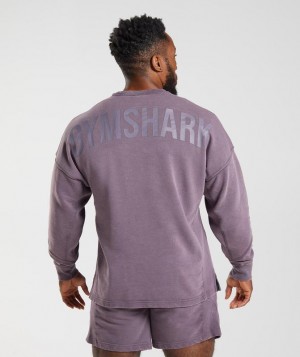 Gymshark Power Washed Crew Pullovers Musk Lilac | 71PCSNIXW