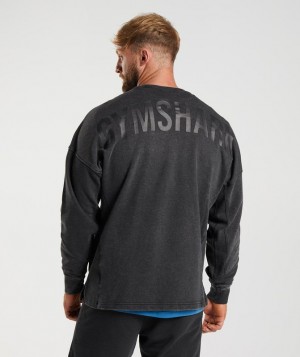 Gymshark Power Washed Crew Pullovers Zwart | 30IPJVCKF