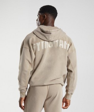 Gymshark Power Washed Hoodie Hoodies Bruin | 31ELQYCNW