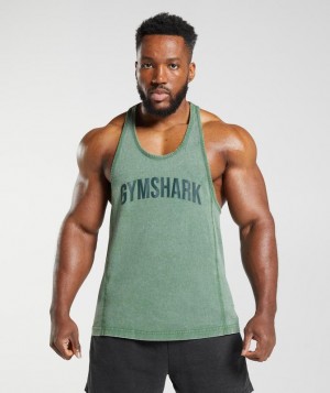 Gymshark Power Washed Stringer Stringer Groen | 96LVQTJDG