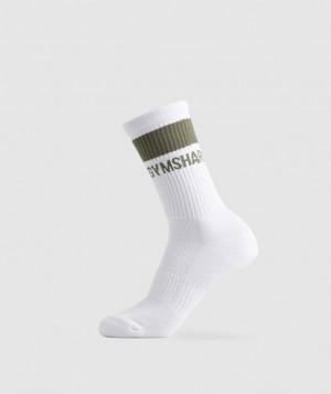 Gymshark Premium Crew Socks 1pk Sokken Olijfgroen | 18PJIWCQH