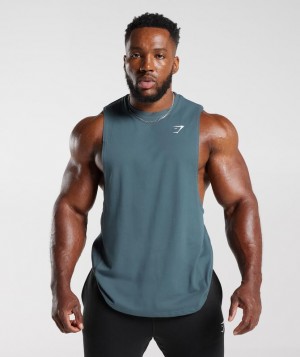 Gymshark React Drop Arm Tank Drop Armhole Tank Denim Teal | 18JLZPWKG