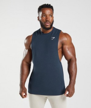 Gymshark React Drop Arm Tank Tanktop Donkerblauw | 52VAMTEBY