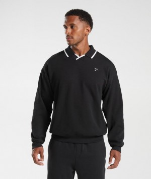 Gymshark Rest Day Street Polo Pullover Pullovers Zwart | 58ENDTIVF