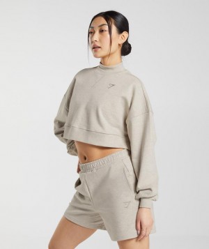 Gymshark Rest Day Sweats Cropped Pullover Pullovers Sand Marl | 01IJVGEKQ