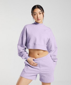 Gymshark Rest Day Sweats Cropped Pullover Pullovers Aura Lilac Marl | 63LWOHINV