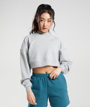 Gymshark Rest Day Sweats Cropped Pullover Pullovers Lichtgrijs | 87RVZTJXF