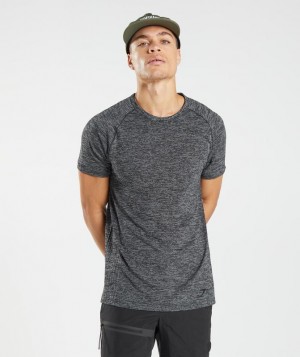 Gymshark Retake Seamless T-Shirt T-Shirts Black/White Marl | 02CRUBFOJ