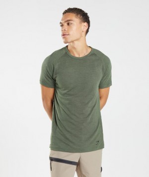 Gymshark Retake Seamless T-Shirt T-Shirts Core Olive/Black Marl | 67UNSEPFA