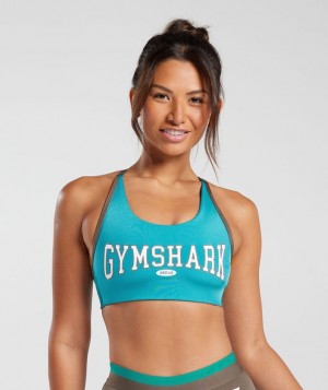 Gymshark Retro Club Sports Bra Sports Bras Camo Blauw | 31VZYPEAX