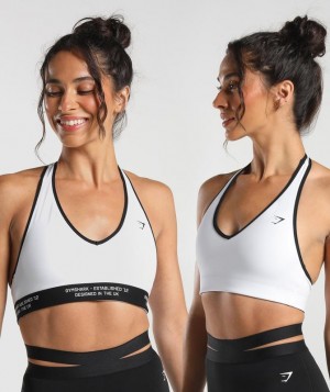 Gymshark Reversible Halterneck Sports Bra Sports Bras Black/White | 21MYRCOVQ