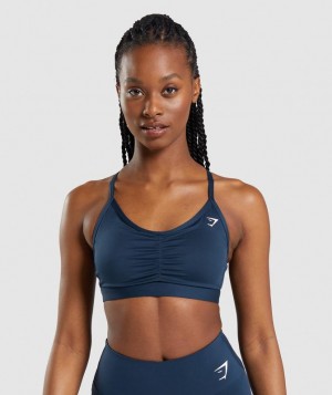 Gymshark Ruched Sports Bra Sports Bras Donkerblauw | 32VIEDWYU