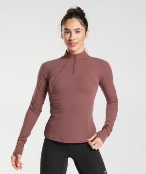 Gymshark Running 1/4 Zip Pullovers Bruin | 92WUEKBCI