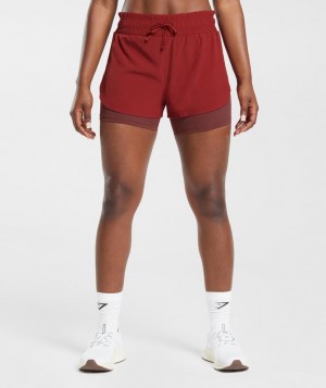 Gymshark Running 2 In 1 Shorts Korte Broek Bordeaux | 74MBARVFX