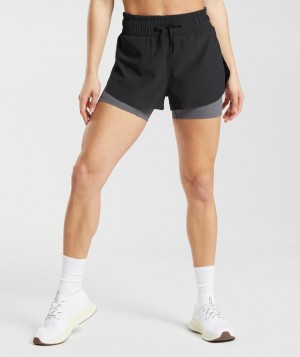 Gymshark Running 2 In 1 Shorts Korte Broek Grijs | 64UEHNZWT