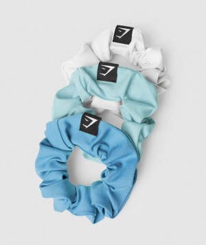 Gymshark Scrunchies 3pk Haaraccessoires Pearl Blue/Coastal Blue/White | 34XRBWUPI