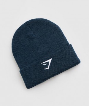 Gymshark Sharkhead Beanie Beanies Donkerblauw | 41TKEYAML